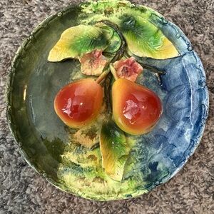 Antique Vintage Majolica 19th Century Pear Plate Austria Rare